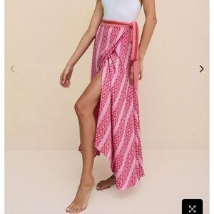 Pitusa Zig Zag Midi Asymmetrical Pink Wrap Skirt Standard NWT